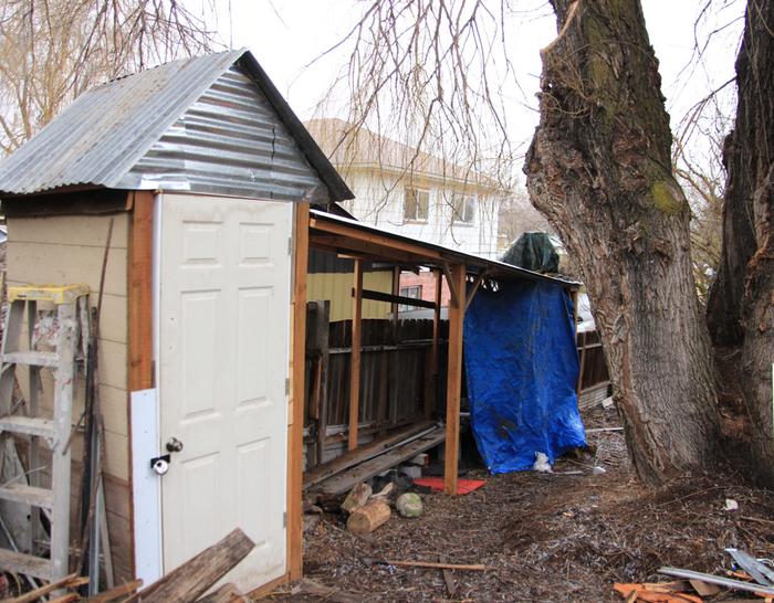 wood shed and tool shed