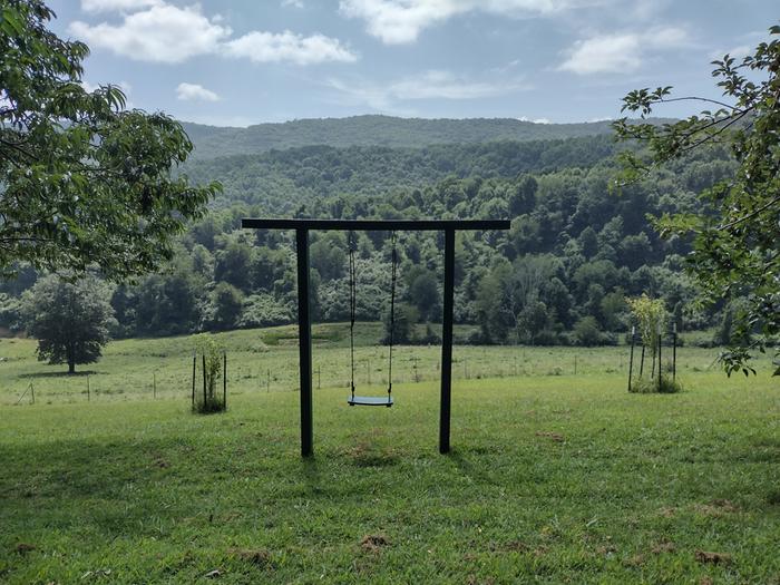Wooden swing with a view