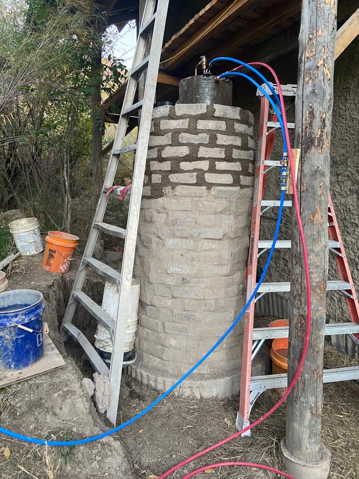 Ladders are less ideal compared to scaffolding. Gotta work with what you’ve got!