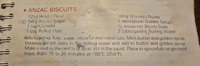 Anzac biscuit recipe