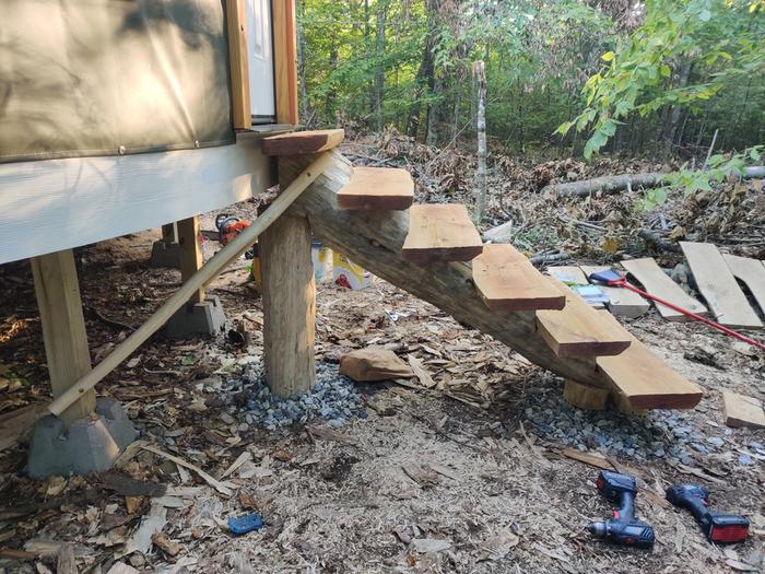stair treads added to a log