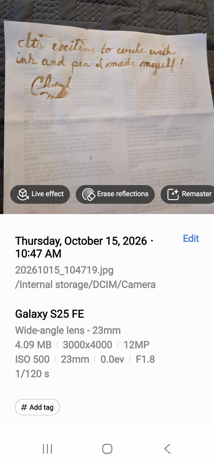 Day 3 writing with time stamp