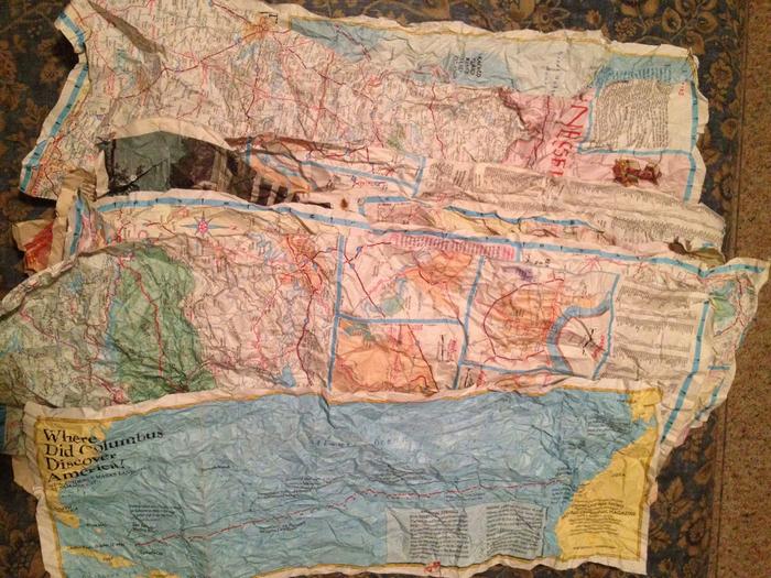 wetted, crumpled, and dried