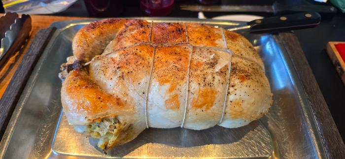 Stuffed roast deboned chicken