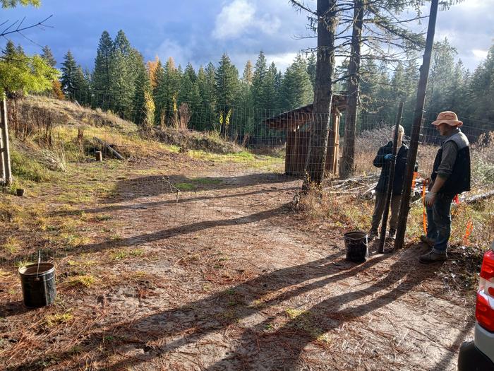 Future gate posts have been marked by the two buckets