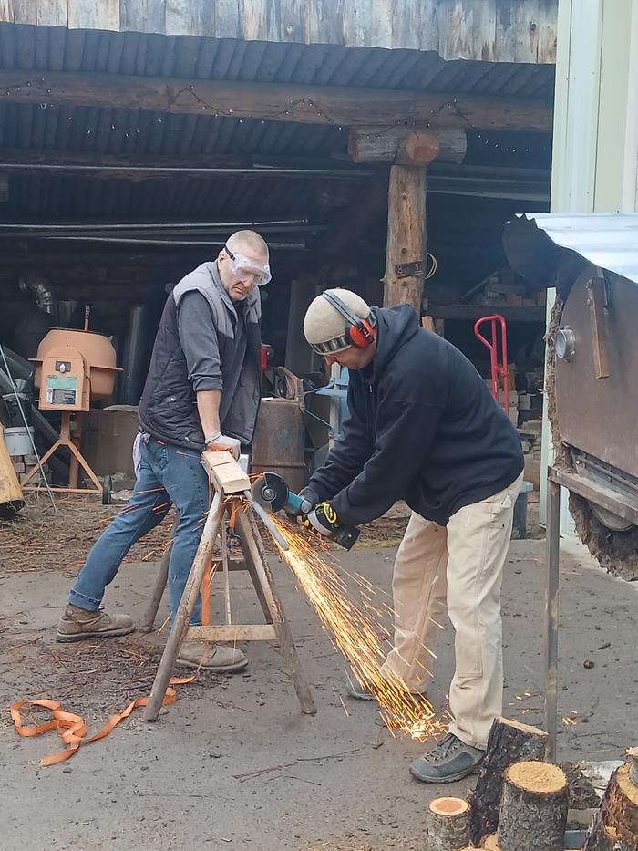John cutting some rebar 