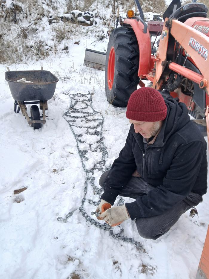 Tractor chain install