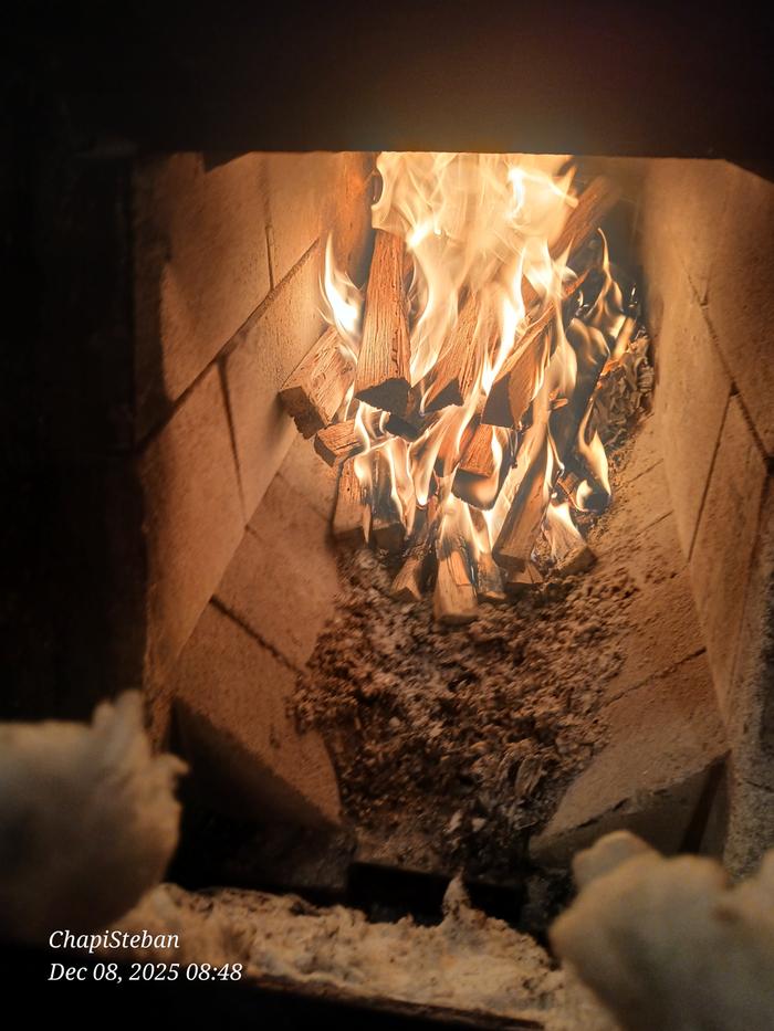 fire in a batch box rocket stove