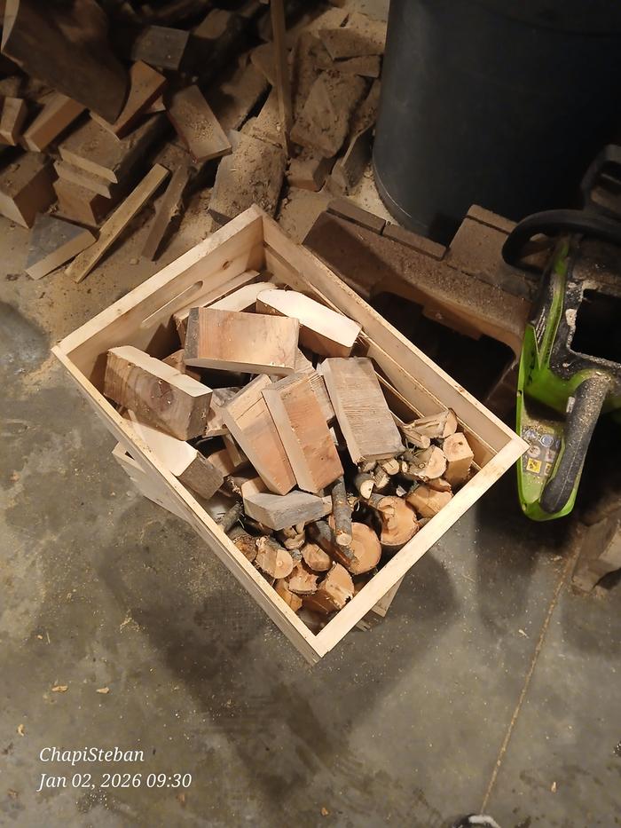 Scrap woody bits processed 