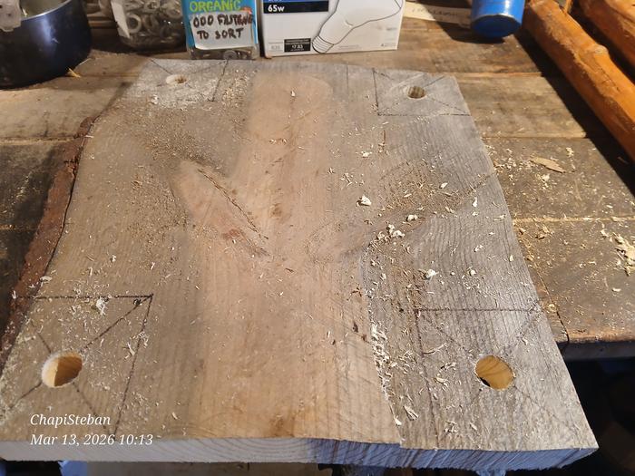 holes in the center of the four corners of the slab