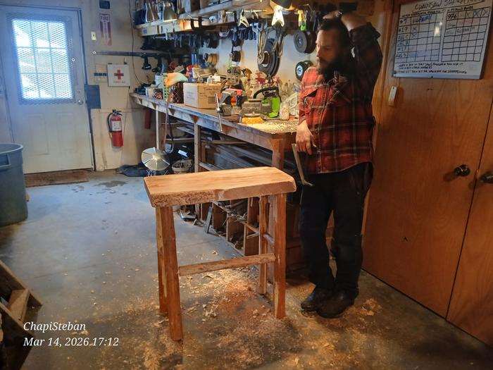 Harry showcasing his beautiful end table 