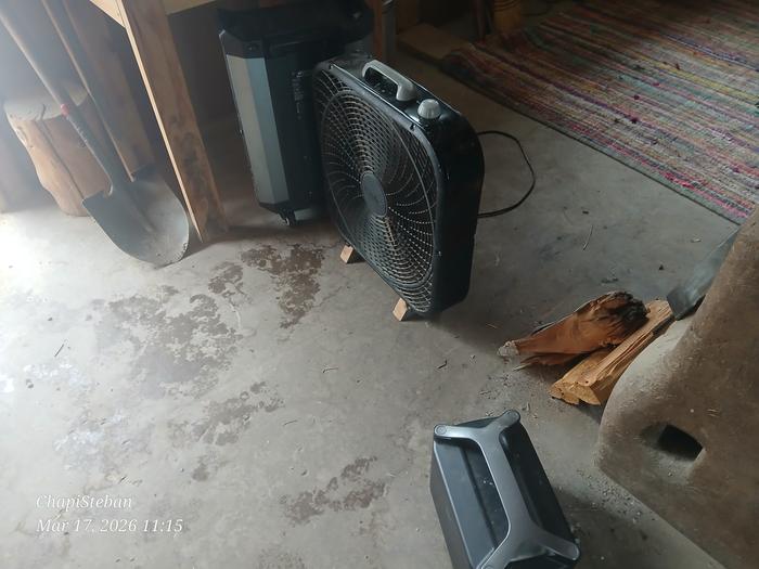 Batteries switched out for the box fan 