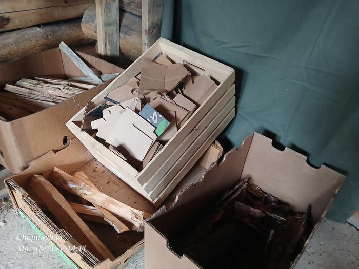 Cardboard bits brought to Cooper Cabin 
