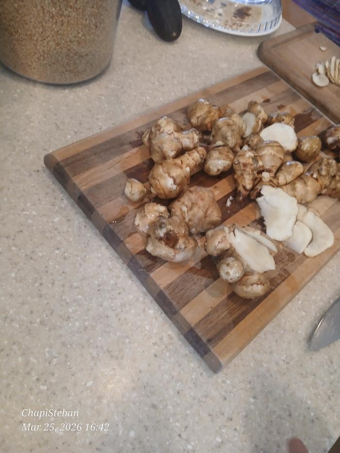 sunchokes on a cutting board