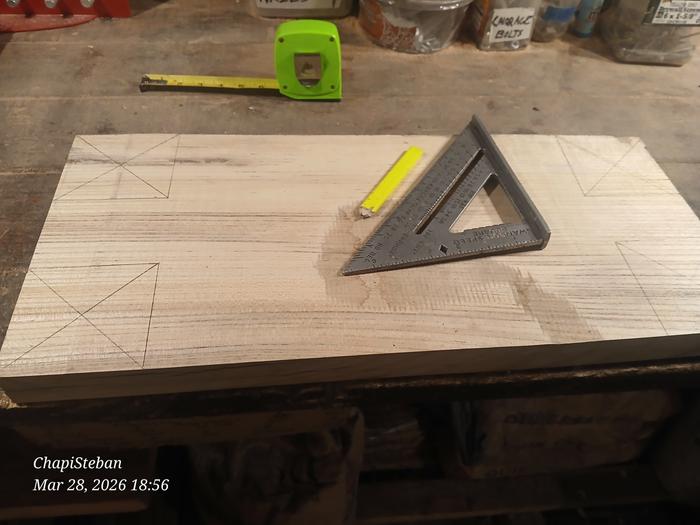 Marked off the centered 4" x 4" corners 
