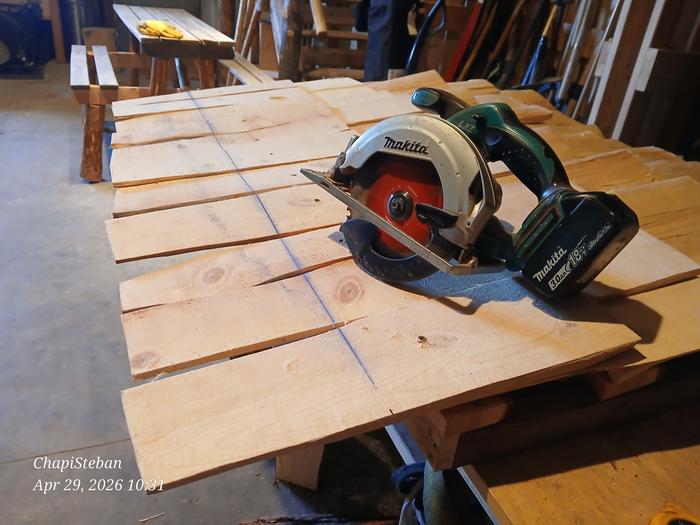 Cutting off excess ... only allowing a 4" overhang 