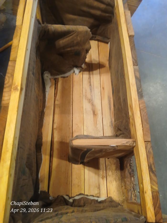 Some insulation that Seth had added to the interior 