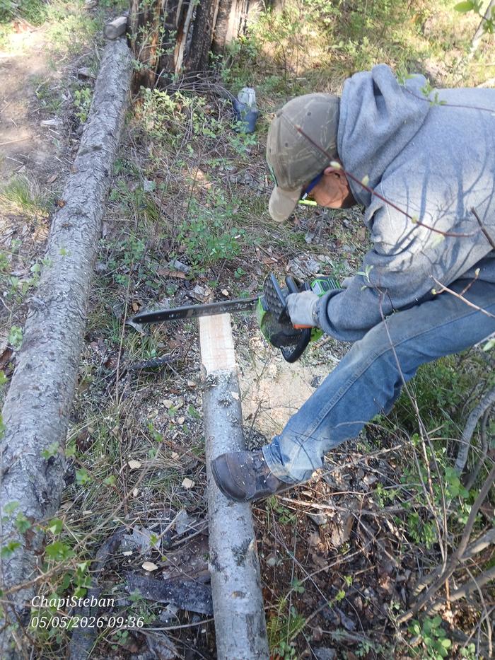 Notching for horizontal supports, but also demonstrating to Lorenzo 