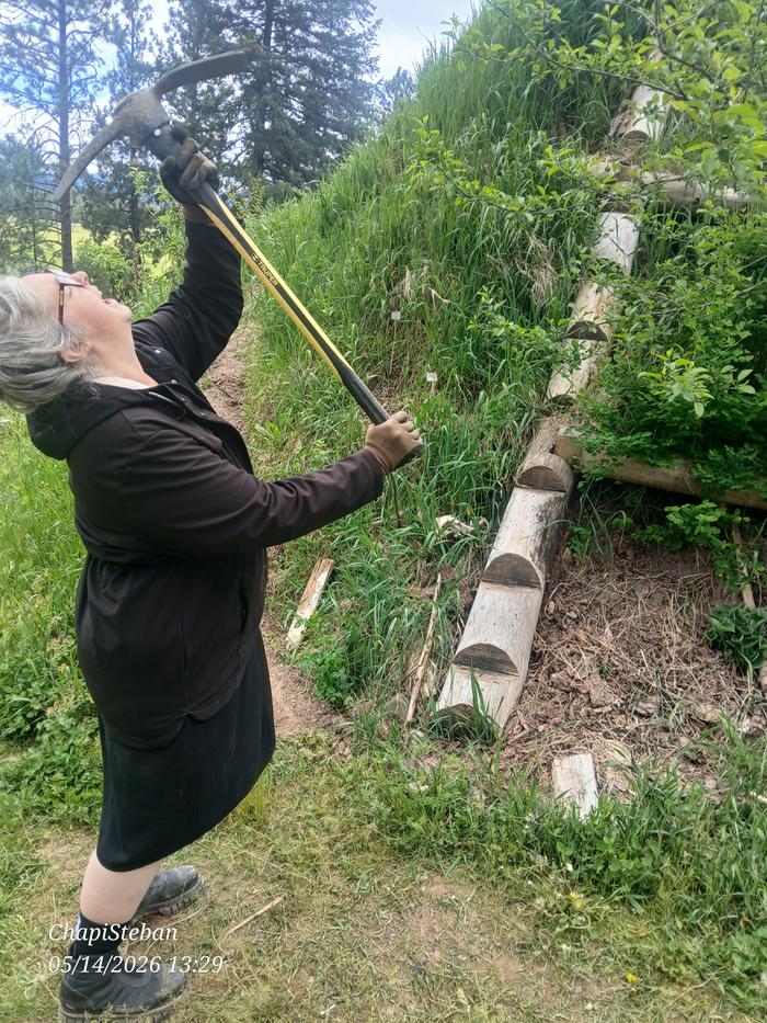 Melissa being Melissa while doing trail work lol 