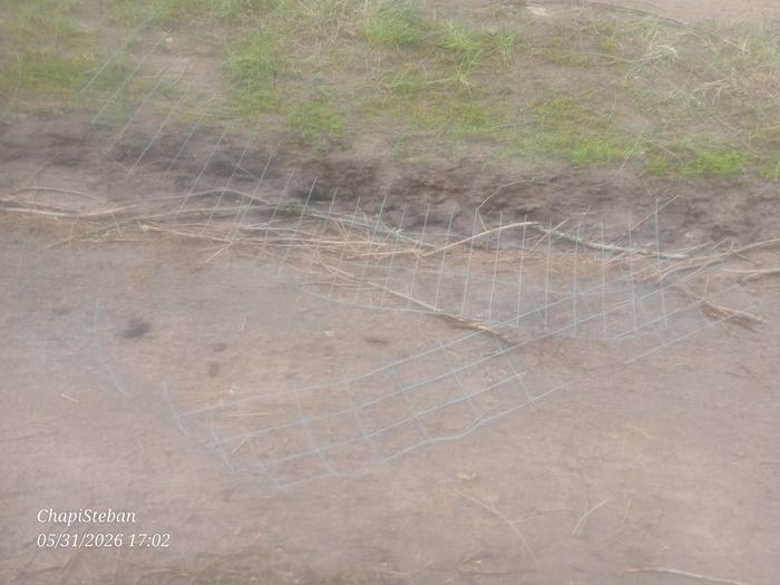 Some scraps of metal fencing to be processed 