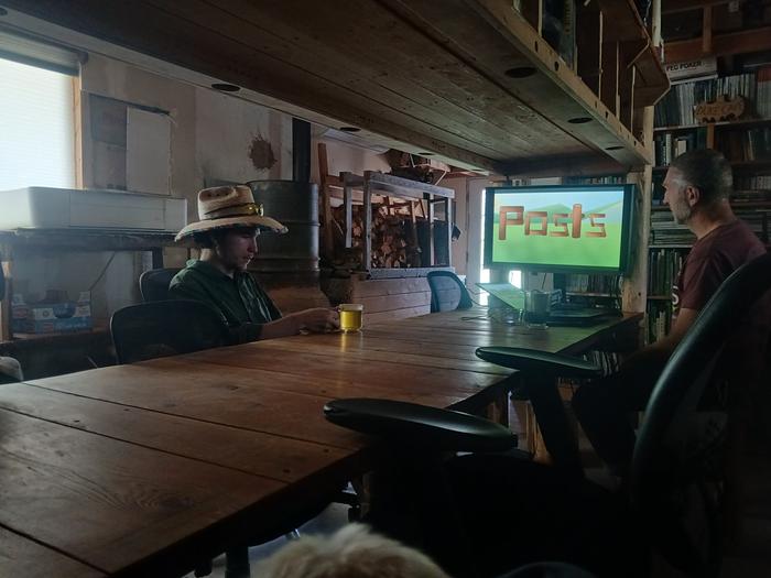 Stephen showing video of gravel sock to new boot 