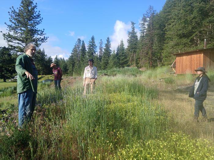 Our morning walk with Paul explaining his plans for the upcoming projects with the excavator ... 