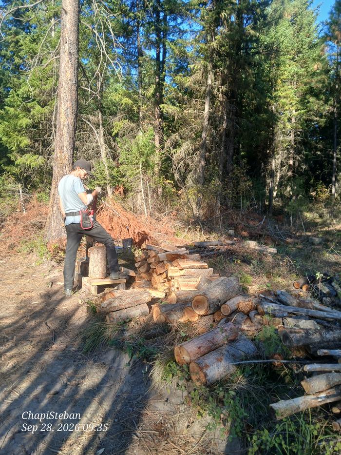 Dan splitting some firewood 