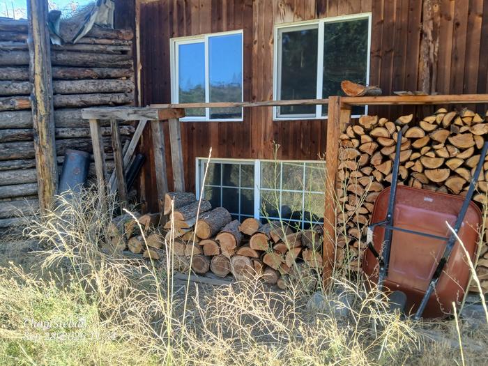 Exterior firewood rack at Cooper Cabin 