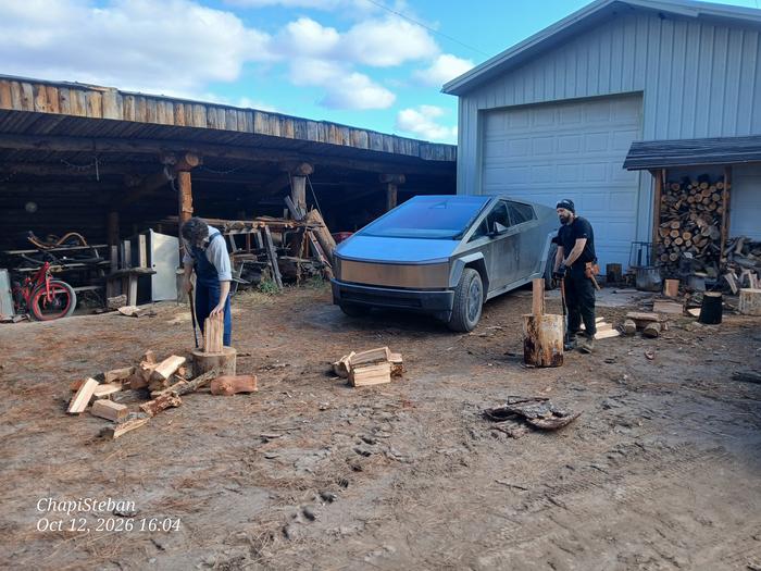 Leo and Eric processing wood 