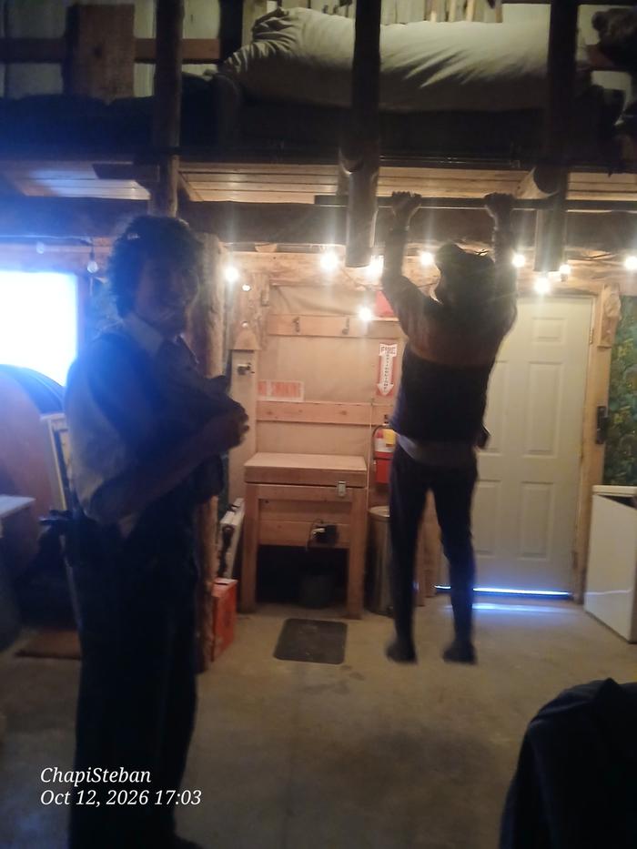 Sam and Leo with their silly pull up competition lol