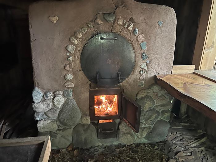 pizza oven with decorative stone facing