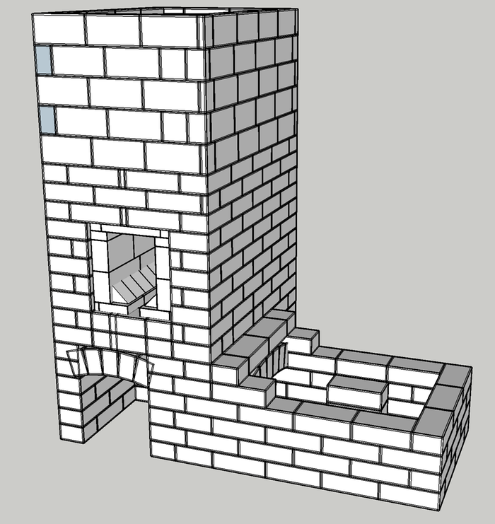 layout of the bricks in a batch rocket masonry heater