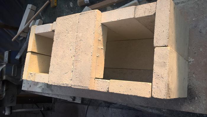 drystacked core of a rocket masonry heater