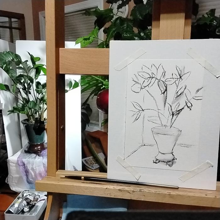 Charcoal sketch for painting practice