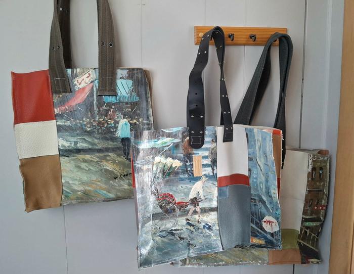 all 3 canvas and leather bags