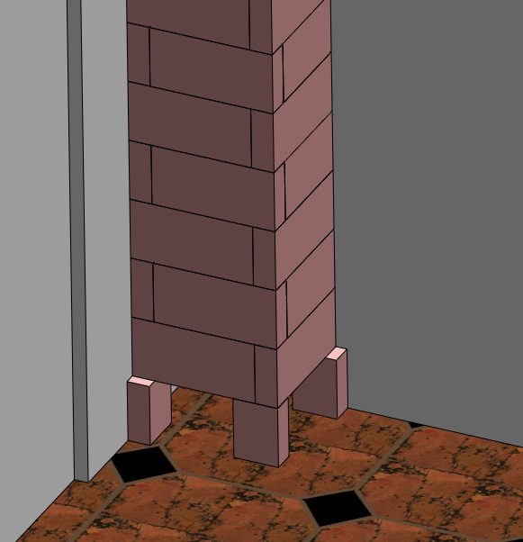 Chimney not against outer wall, but against insulation