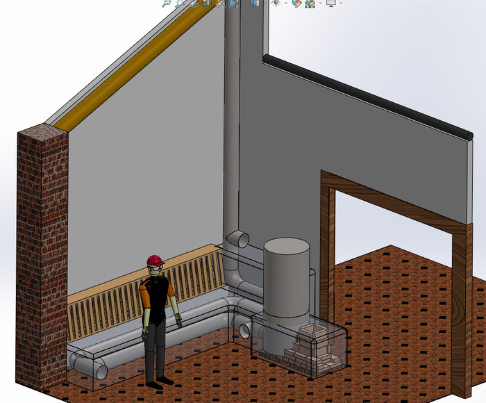 Setup 2: Masonry backrest against kitchen wall