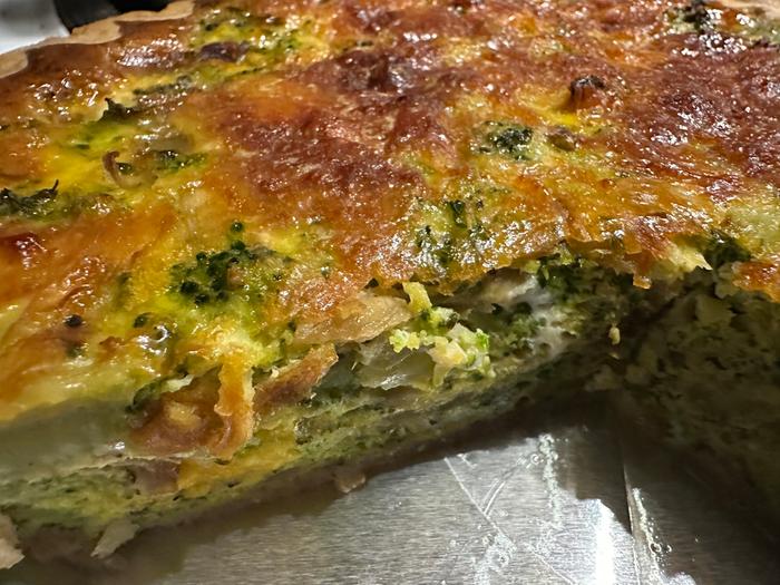 broccoli, egg and cheese pie