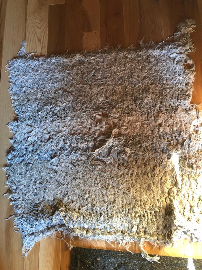 oldest denim rug, since retired to trash (composting it failed)