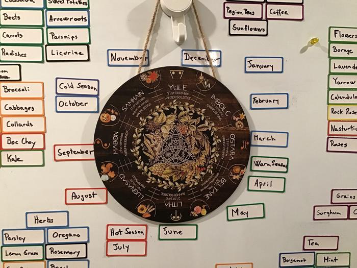 Round calendar with seasons