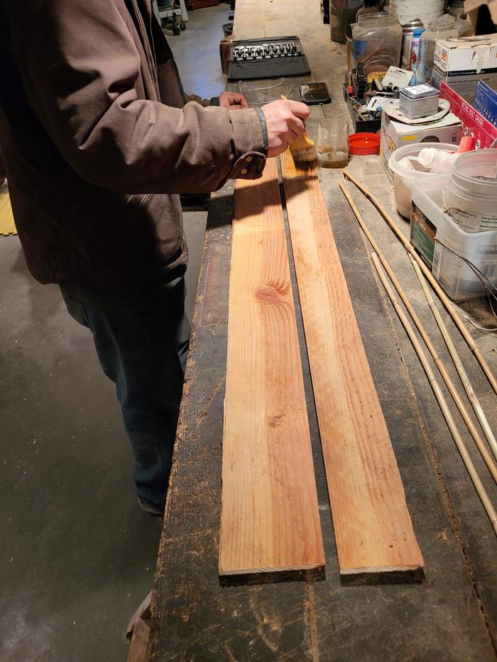 Linseed oil on the new Abbey threshold planks