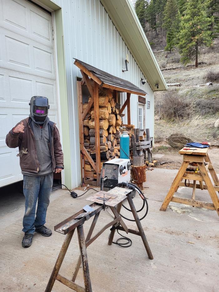 Esteban ready for his welding lessons...