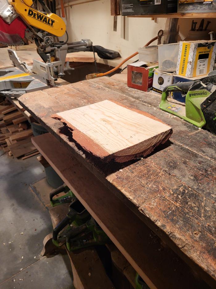 Slab cutting that I was inspired by -- this is as I was working to plan the top surface.