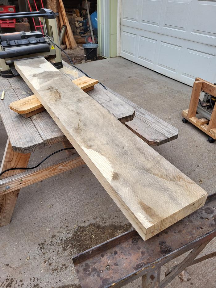 Cut to near final size -- planed the slab to the depth needed for the fix.