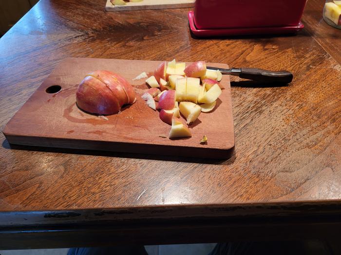 Chopping apples for apple cider vinegar...