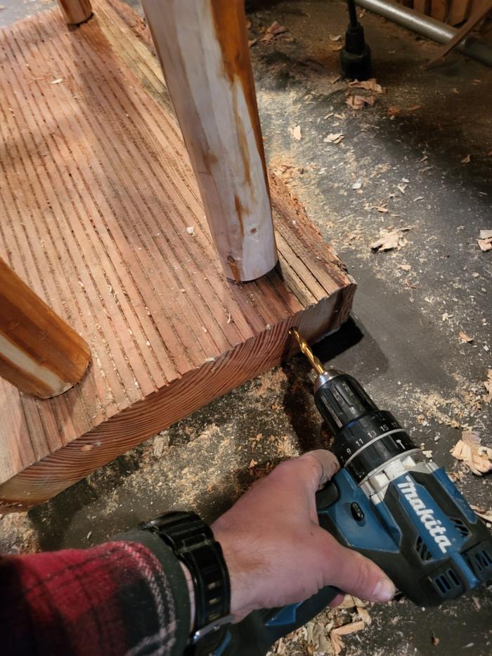 Accomplishing the draw bore by using a but 3/64 smaller and putting it closer to the tenon shoulder...