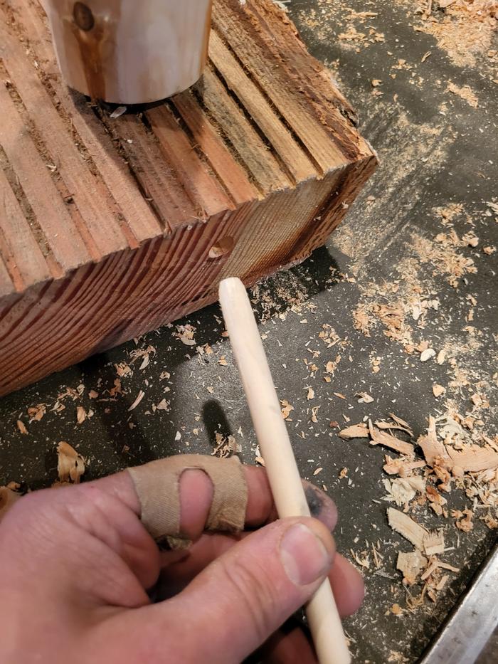 ... and draw the bores together with a tapered peg...