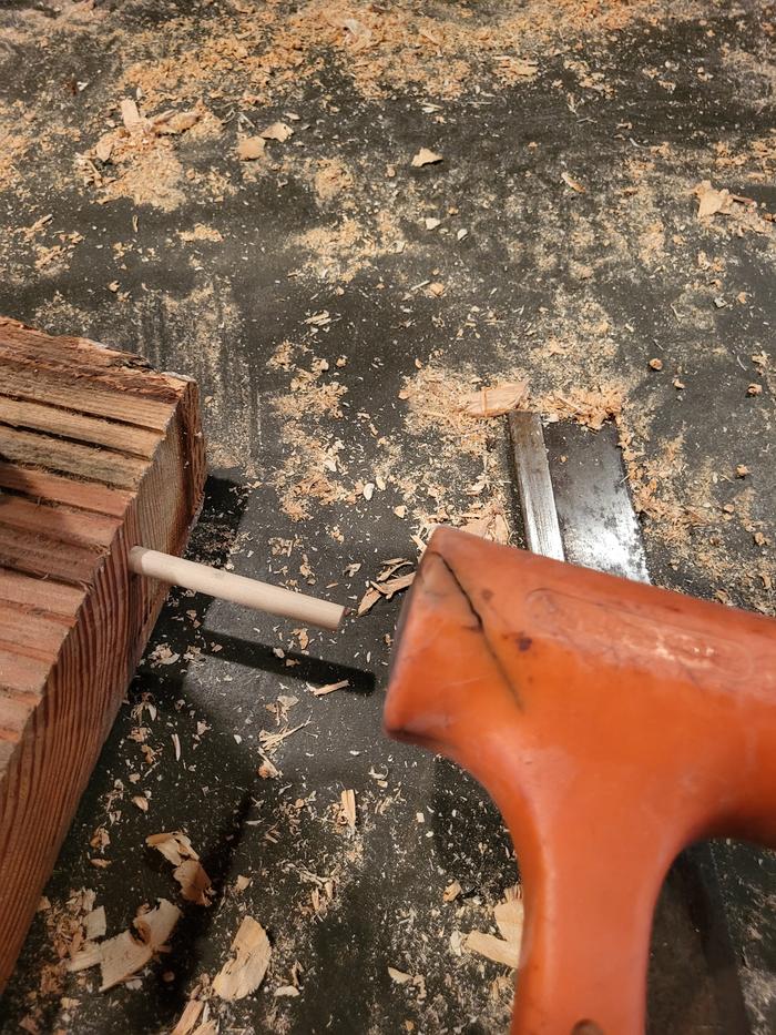 ... tapped into place to create a very snug fit for the legs and the table top...