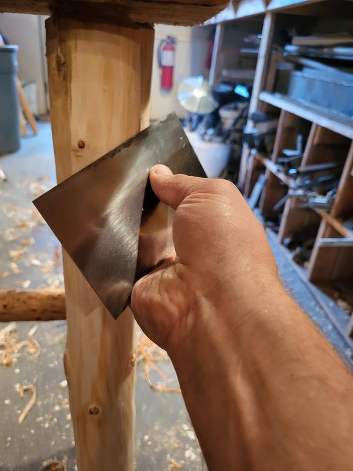 Used the card scrapper to clean the legs up.