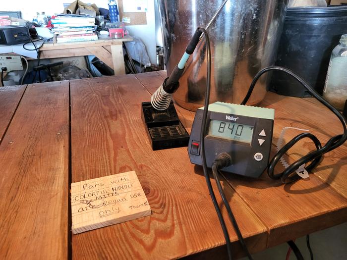 Tools to burn the sign in the kitchen that needed replacing...